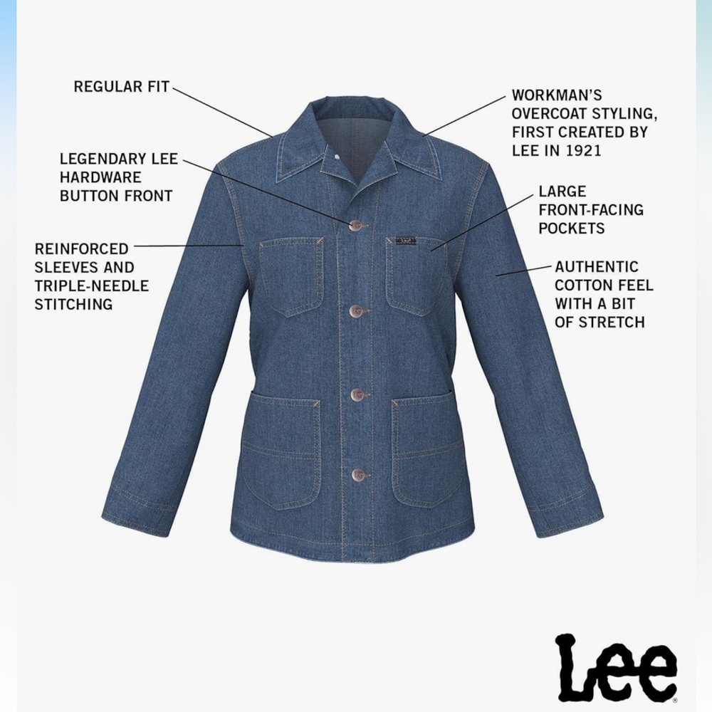 Lee Light Blue Denim Chore Jacket - Picture 6 of 6